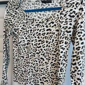 Banana Republic Black and Cream Leopard Long Sleeve Top